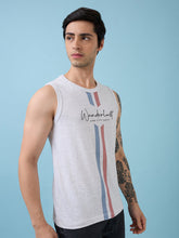 Mens Full-Front Self Design Round Neck Sleeveless Tshirt